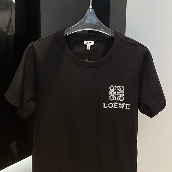 可愛いロエベ 偽物 アナグラム コットン Tシャツ 2色 lor28108